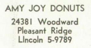 Amy Joy Donuts - 1962 Yearbook Ad (newer photo)